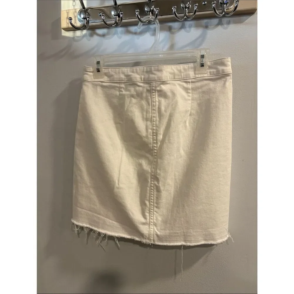 J. Crew Ivory Lace-Up Denim Mini Skirt